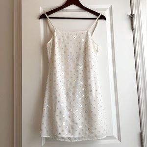 Nasty Gal mini white sequence dress perfect for a bachelorette or night out!